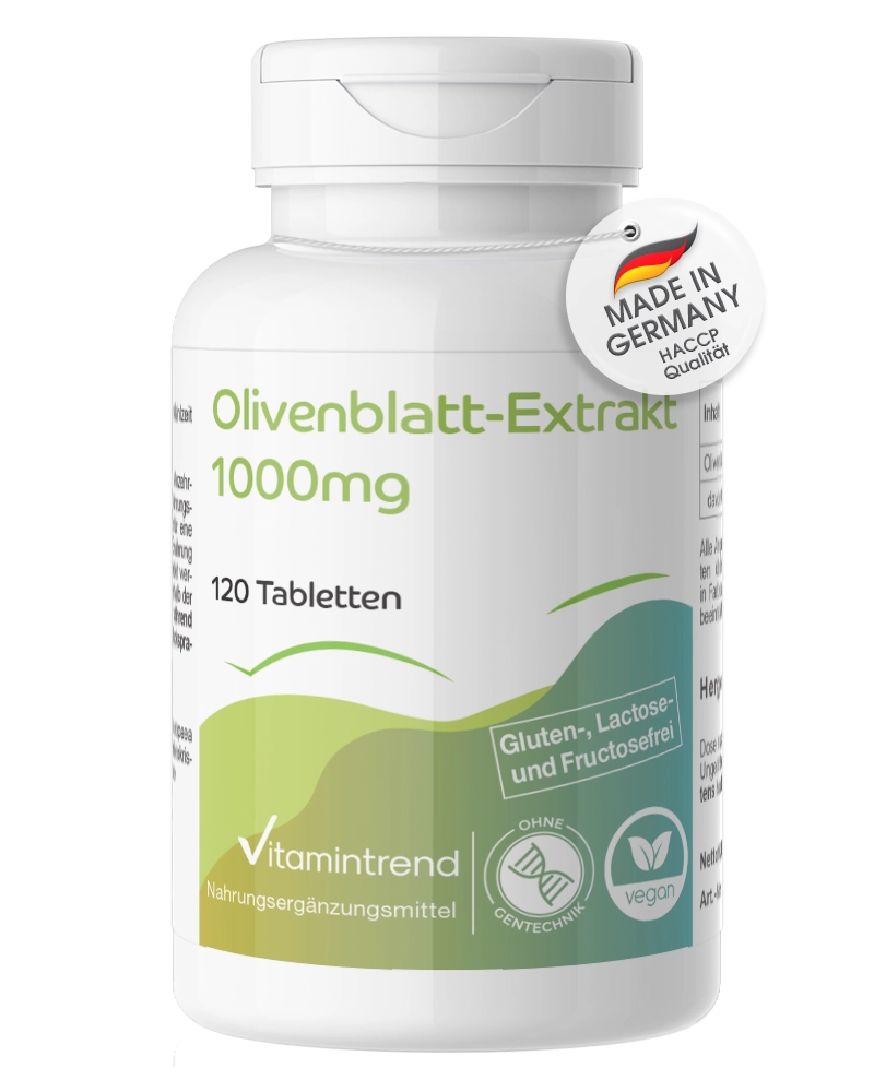 Extrait de Feuilles d'Olivier 1000mg 120 comprimés - 20% d'Oleuropéine, hautement dosé, végan Extrait de Feuilles d'Olivier 1000mg 120 comprimés - 20% d'Oleuropéine, hautement dosé, végan