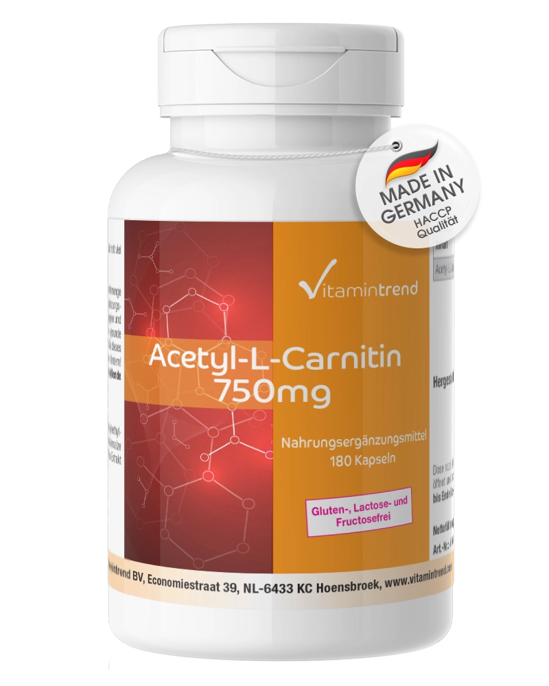 Acetyl-L-Carnitine 750mg - high-dose - vegan - 180 Capsules Acetyl-L-Carnitine 750mg - high-dose - vegan - 180 Capsules