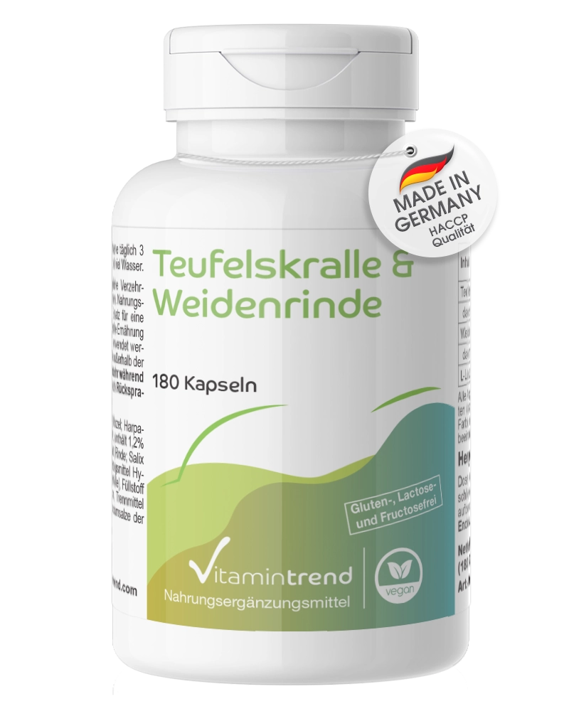 Duivelsklauw & wilgenbast - 180 capsules, veganistisch, 2-maanden voorraad Duivelsklauw & wilgenbast - 180 capsules, veganistisch, 2-maanden voorraad