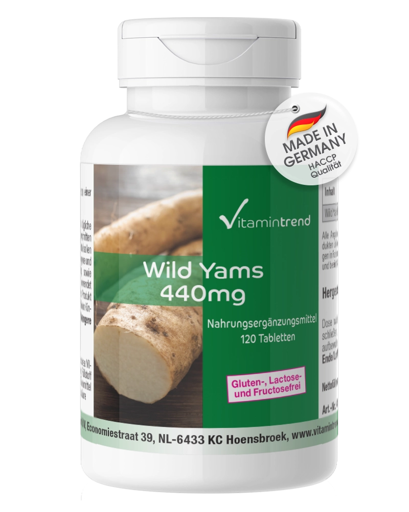 Wilde Yam Extract 440mg - 120 Tabletten - 20% Diosgenine Wilde Yam Extract 440mg - 120 Tabletten - 20% Diosgenine