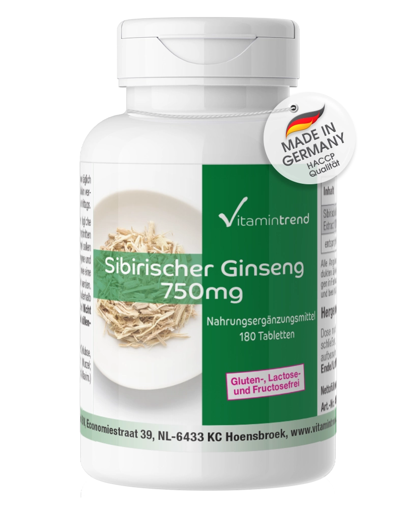 Ginseng sibérien 750mg 180 comprimés racine de taïga, végétalien Ginseng sibérien 750mg 180 comprimés racine de taïga, végétalien
