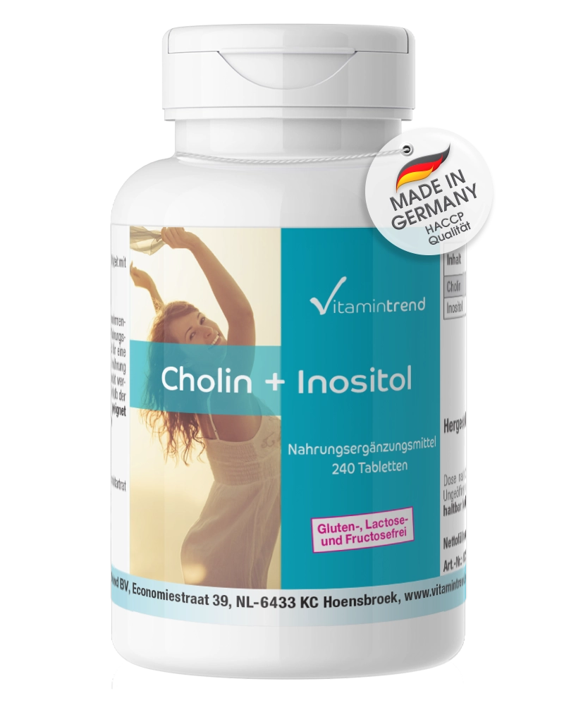 Choline 100mg + Inositol 250mg 240 tablets, vegan, bulk pack for 8 months Choline 100mg + Inositol 250mg 240 tablets, vegan, bulk pack for 8 months
