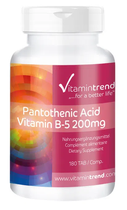 Acido pantotenico vitamina B5 200mg 200mg 180 compresse alla rinfusa per  1/2  anno, vegan