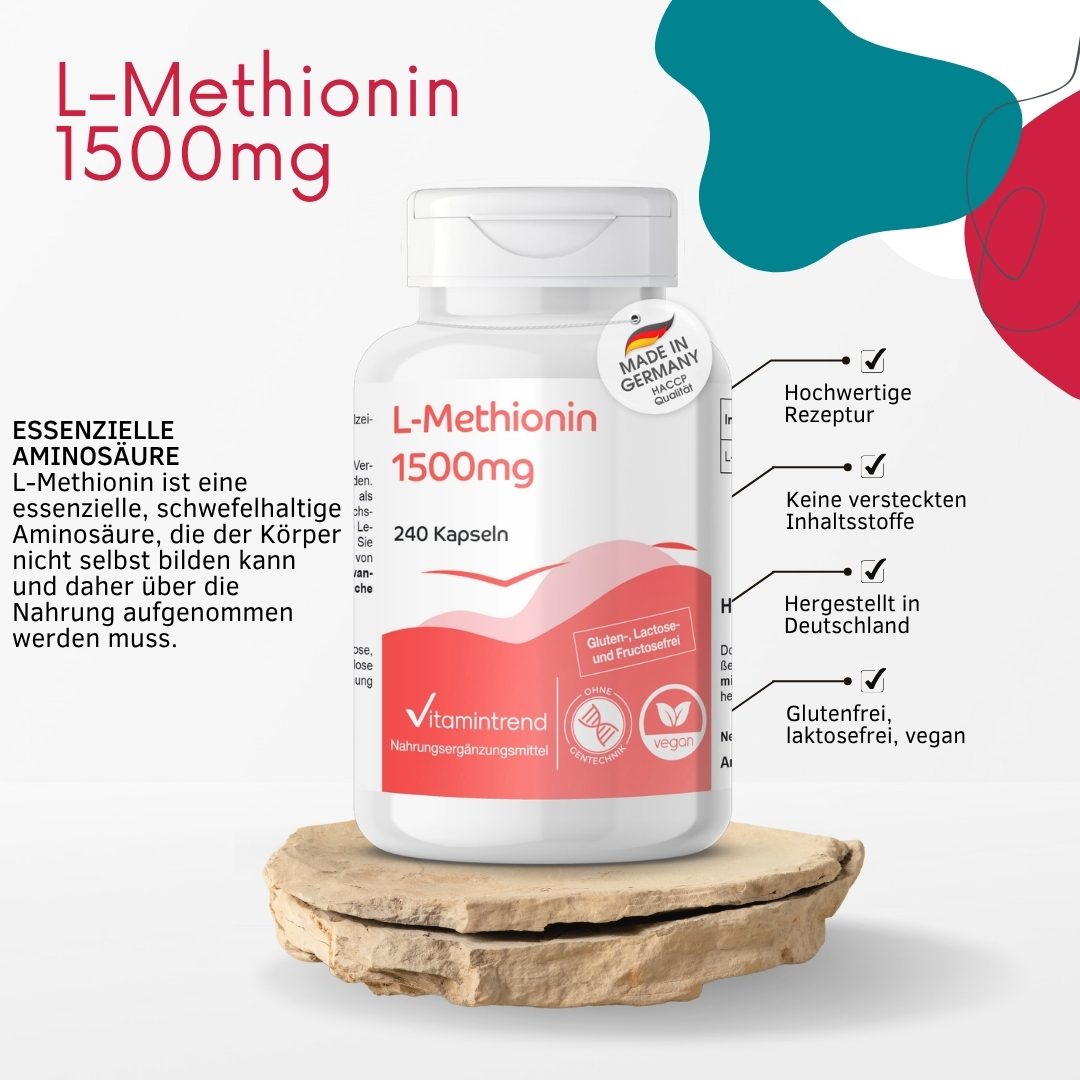L-Methionin 1500mg - 240 Kapseln - vegan | Vitamintrend