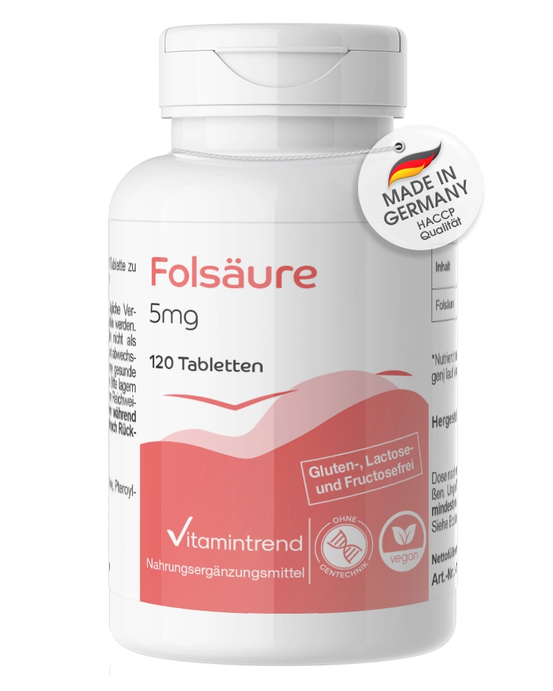 Ácido fólico 5mg – Sólo ¼ comprimido al día – Vegano – Alta dosificación – 120 comprimidos Ácido fólico 5mg – Sólo ¼ comprimido al día – Vegano – Alta dosificación – 120 comprimidos