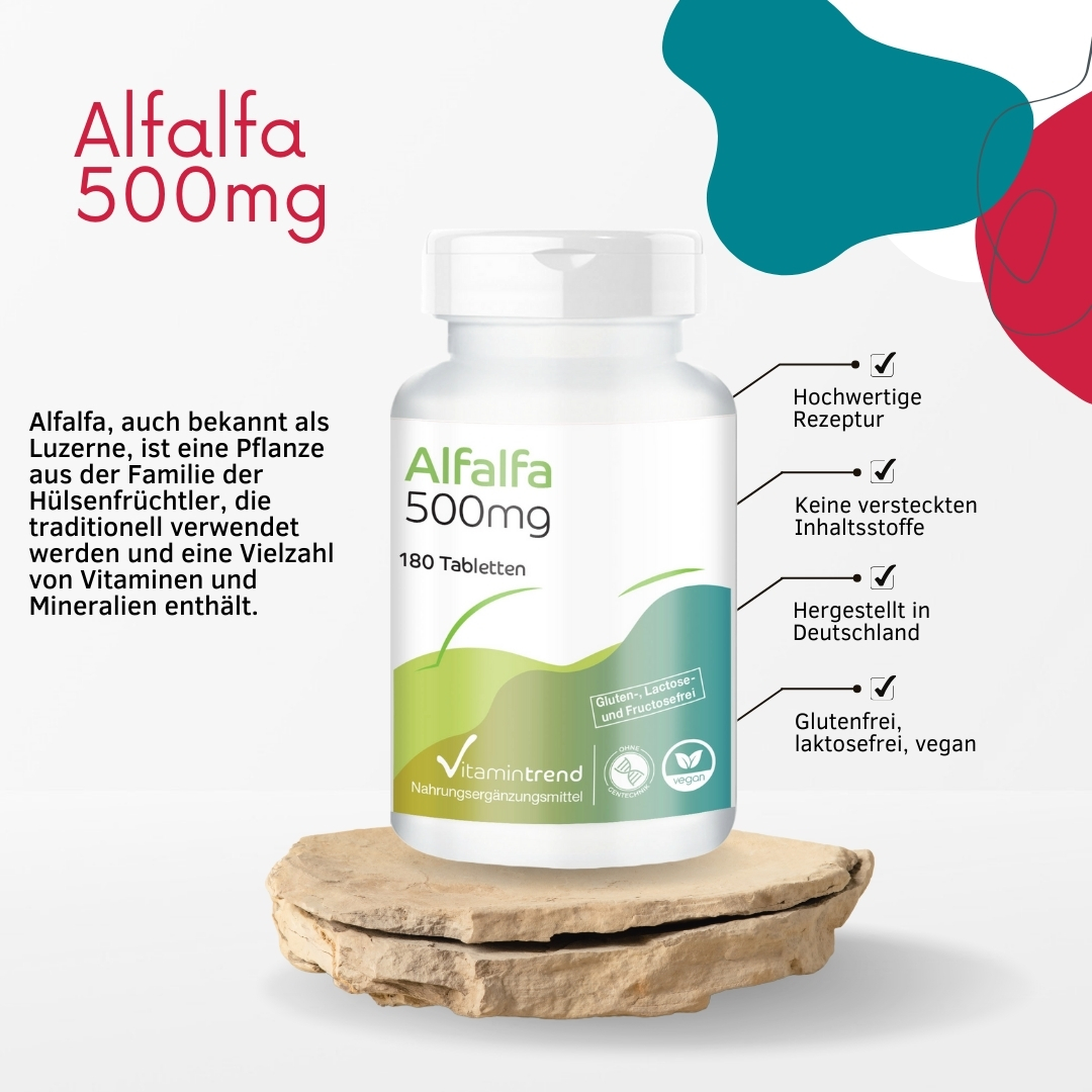 Alfalfa 500mg - Natuurlijk voedingssupplement vol voedingsstoffen