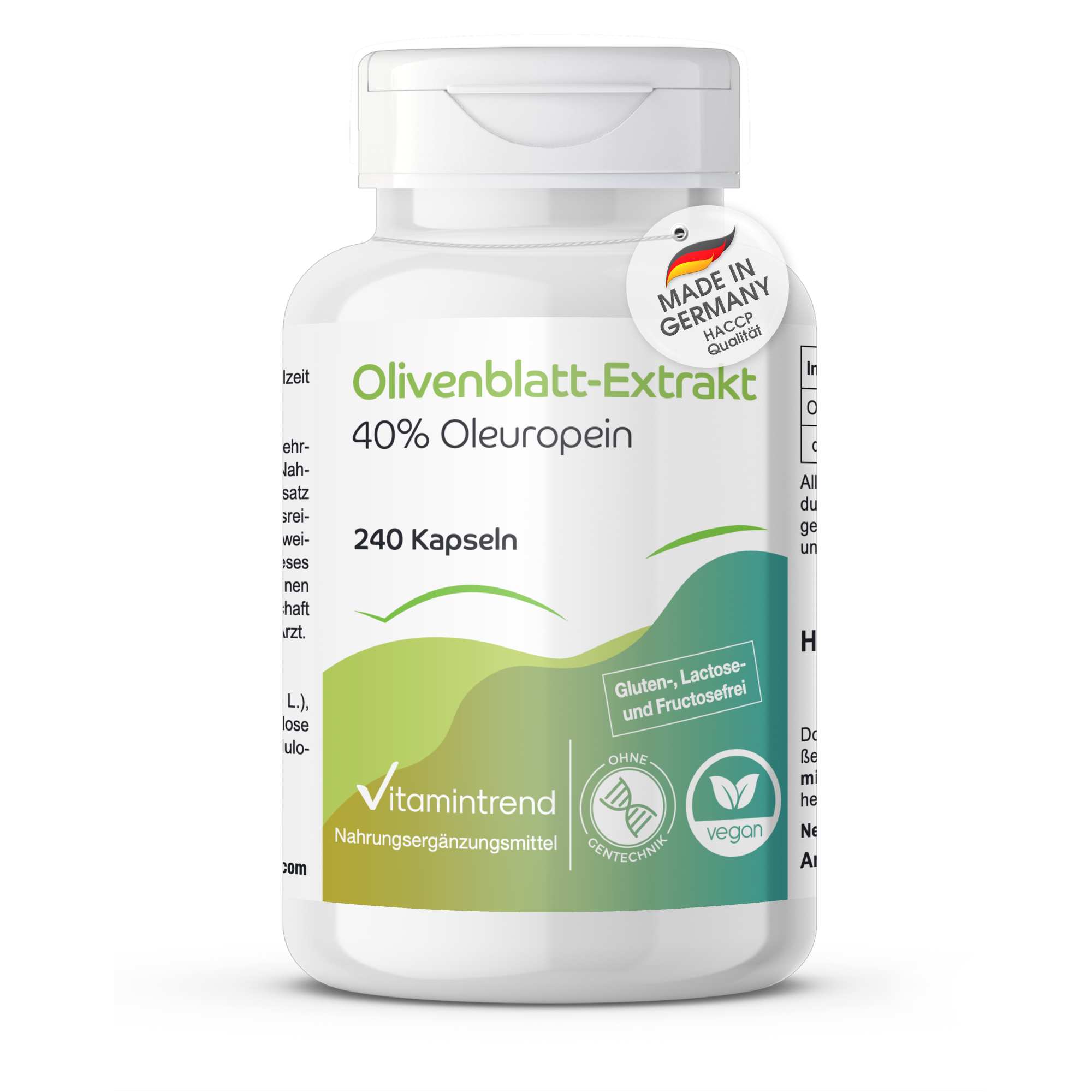 Estratto di foglia d’olivo con 40% di oleuropeina - 240 capsule | Vitamintrend