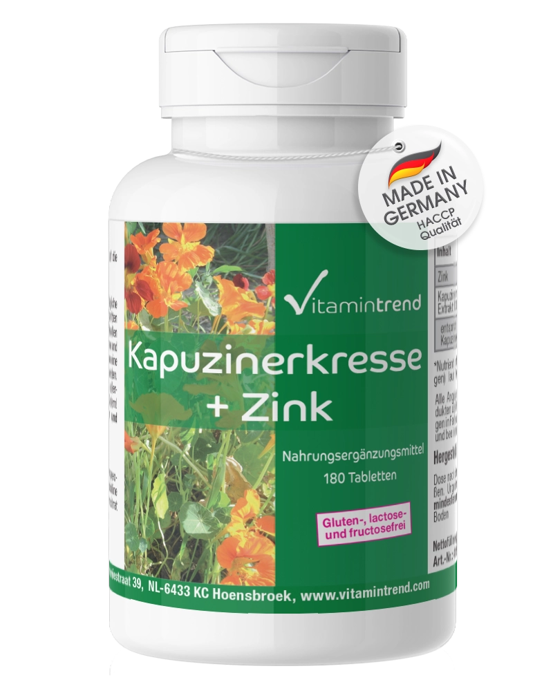 Capuchina + Zinc - Vegano - 180 Comprimidos - Bote grande Capuchina + Zinc - Vegano - 180 Comprimidos - Bote grande