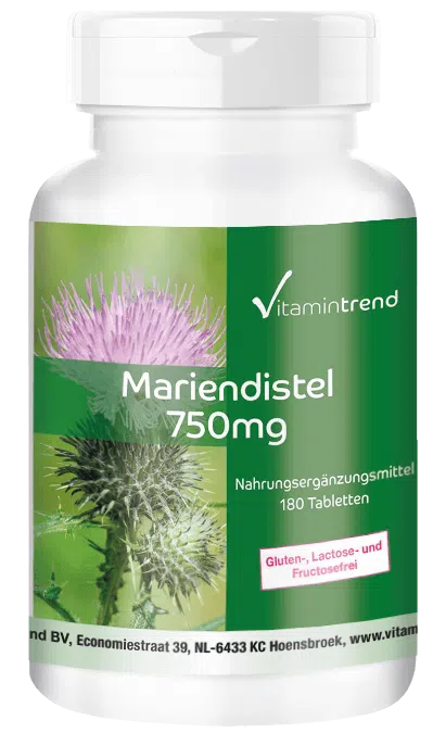Mariadistel extract 750mg 180 Tabletten, veganistisch, 80% silymarine, hoog gedoseerd, bulkverpakking voor 1.5 jaar
