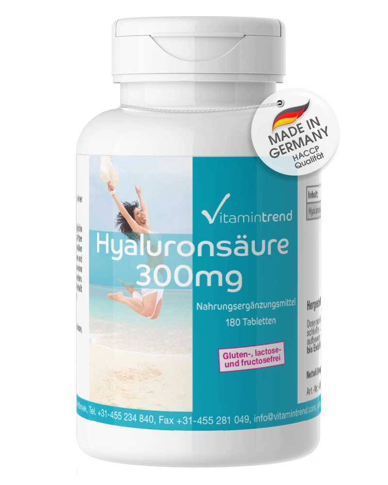 Ácido hialurónico 300mg - vegano - 180 comprimidos - Dosis alta Ácido hialurónico 300mg - vegano - 180 comprimidos - Dosis alta