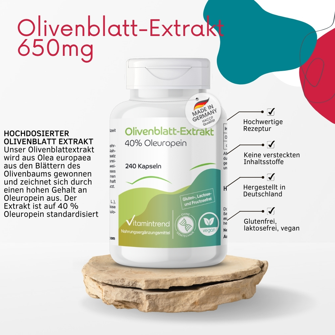 Estratto di foglia d’olivo con 40% di oleuropeina - 240 capsule | Vitamintrend