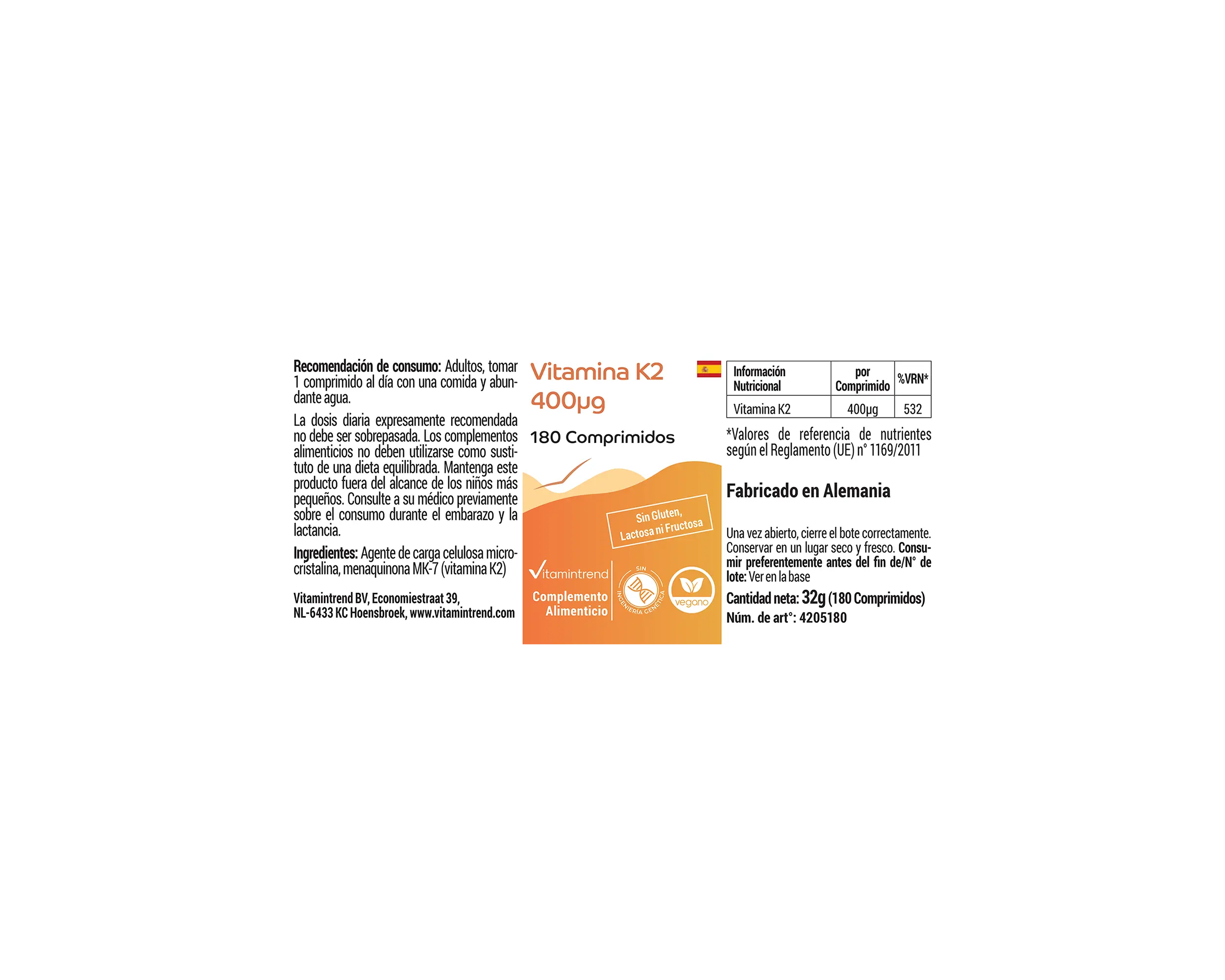 Vitamin K2 400mcg - 180 Tablets | Vitamintrend