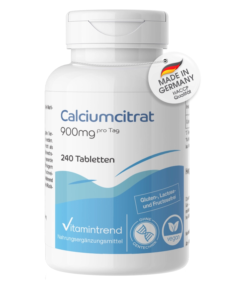 Calciumcitrat 900mg - 240 Tabletten - organisch - Reinsubstanz - vegan | Vitamintrend Calciumcitrat 900mg - 240 Tabletten - organisch - Reinsubstanz - vegan | Vitamintrend