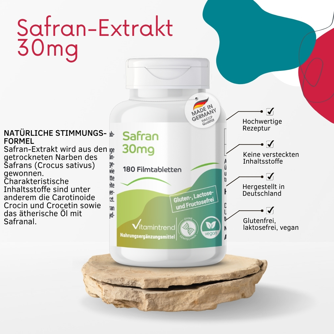 Azafrán 30mg - 180 comprimidos recubiertos con película | Vitamintrend