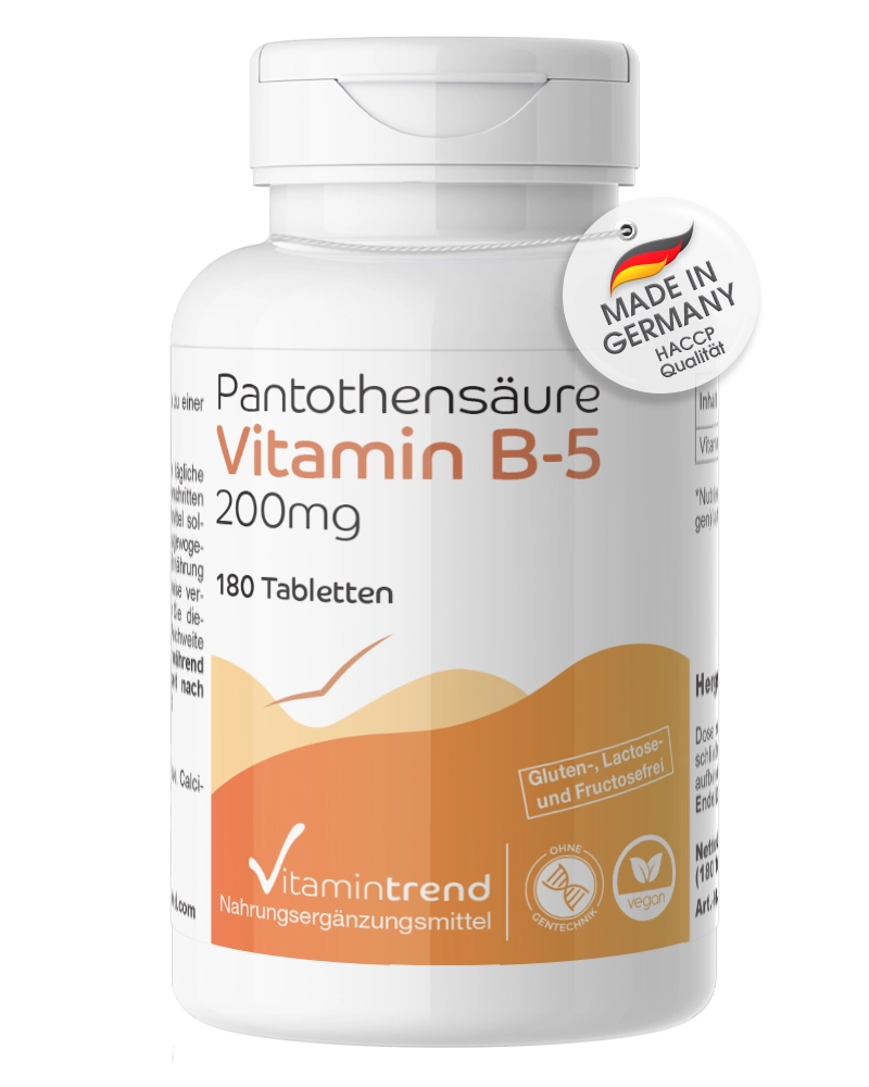 Ácido pantoténico vitamina B5 200mg 180 comprimidos envase a granel para 1/2 año, vegano Ácido pantoténico vitamina B5 200mg 180 comprimidos envase a granel para 1/2 año, vegano