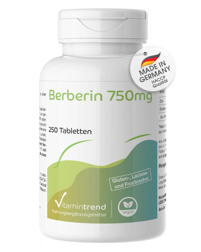 Berberina 750mg - altamente dosificada - vegana - 250 comprimidos