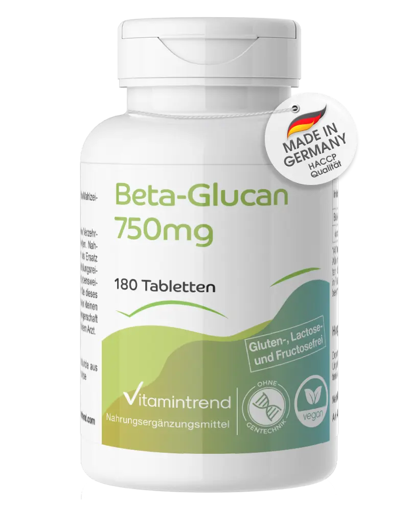 Beta-Glucan 750mg - davon 525mg Polysaccharide - 180 Tabletten - schluckfreundlich - vegan | Vitamintrend