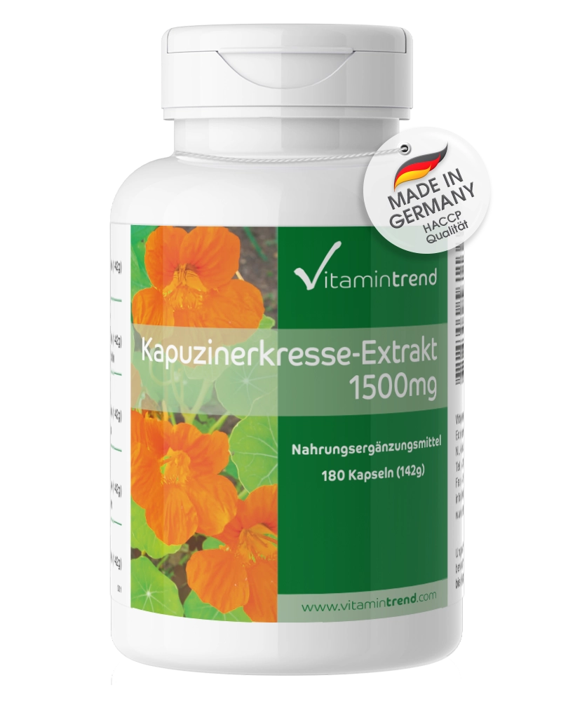 Kapuzinerkresse-Extrakt 1500mg - 10fach konzentriert - vegan | Vitamintrend Kapuzinerkresse-Extrakt 1500mg - 10fach konzentriert - vegan | Vitamintrend